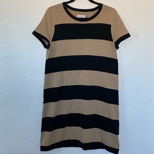 Calvin Klein Black & Camel Striped Knit Dress